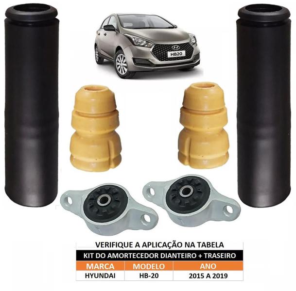 Imagem de Kit Coxim Batente Do Amortecedor Dianteiro E Traseiro Hyundai Hb20 2015 2016 2017 2018 2019