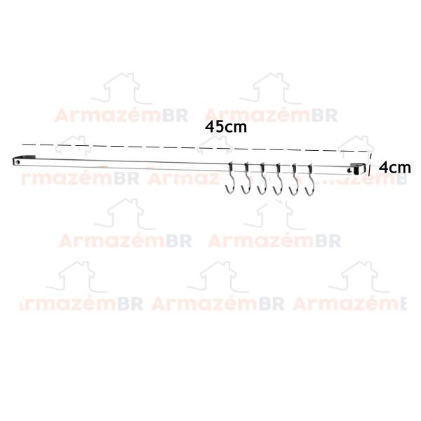 Imagem de Kit Cozinha 2 Peças Barra 45cm De Parede Suporte Porta Rolo Triplo Papel Toalha Cromado - Future