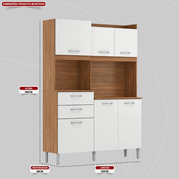 Imagem de Kit Cozinha 6P 2G Harmonia Demóbile 96201 Amendola/Branco - Rocha Móveis