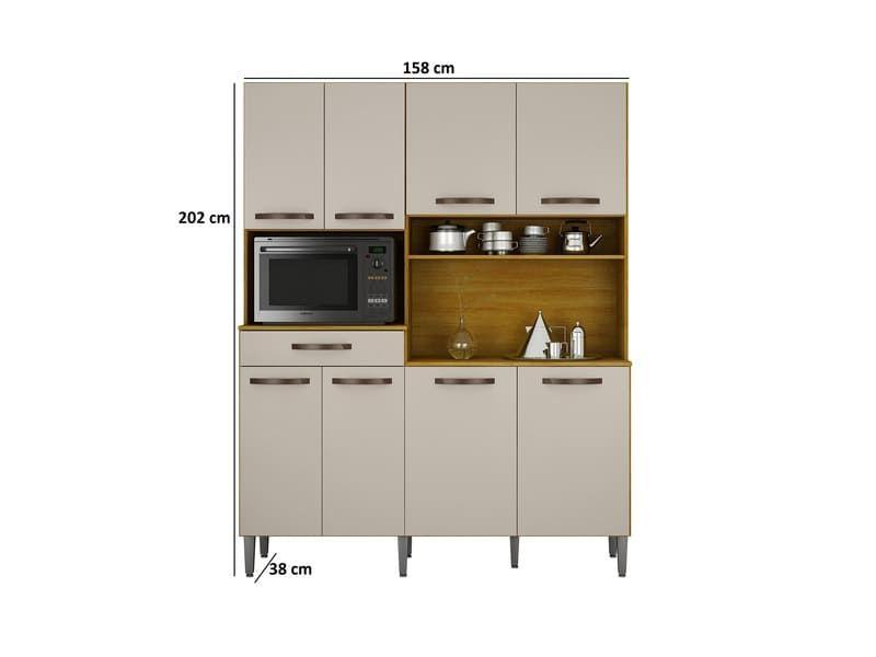 Kit Cozinha 7 Portas 1 Gaveta - Pratic-Cinamomo/Off White - CHF Móveis Imagem de Kit Cozinha 7 Portas 1 Gaveta - Pratic-Cinamomo/Off White - CHF Móveis