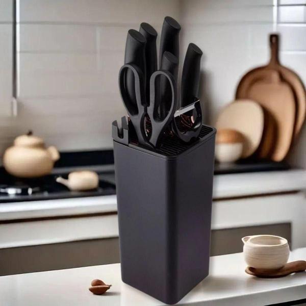 Kit Cozinha 8 Peças Facas Inox Cortes Original - ATENA Imagem de Kit Cozinha 8 Peças Facas Inox Cortes Original