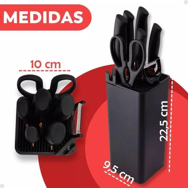 Kit Cozinha 8 Peças Facas Inox Plástico Churrasco Barato - Zonne Imagem de Kit Cozinha 8 Peças Facas Inox Plástico Churrasco Barato