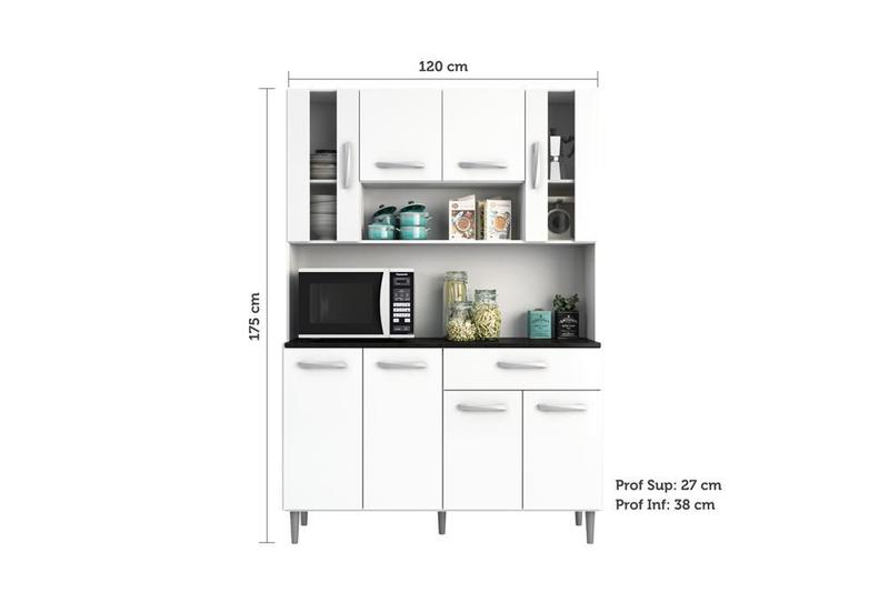 Imagem de Kit Cozinha  8 Portas 1 Gaveta Livia Branco - FdECOR