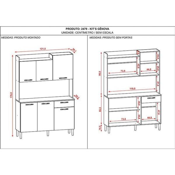 Imagem de Kit Cozinha Ambiente Gênova 6 Portas Freijó Soft - Kits Paraná