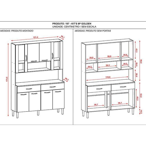 Imagem de Kit Cozinha Ambiente Golden 8 Portas Nogueira Off White - Kits Paraná