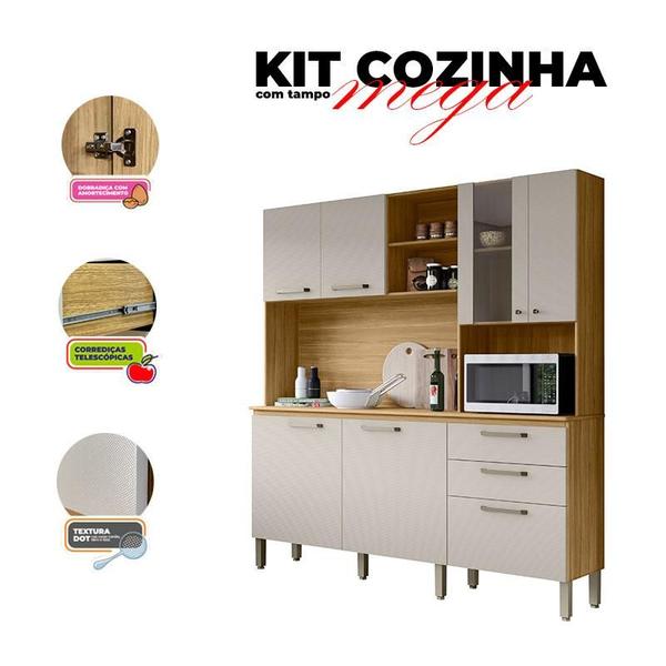 Imagem de Kit Cozinha Ambiente Mega com Tampo Freijó Soft - Kits Paraná