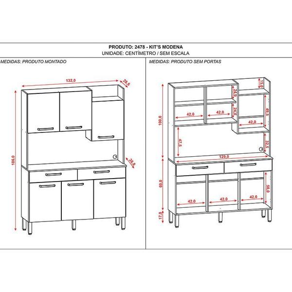 Imagem de Kit Cozinha Ambiente Modena 6 Portas Freijó Soft - Kits Paraná