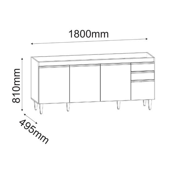 Imagem de Kit Cozinha Balcão Ágatha e Aéreo com Nicho Aurora 180cm S/ tampo Branco - Vallisa Decor