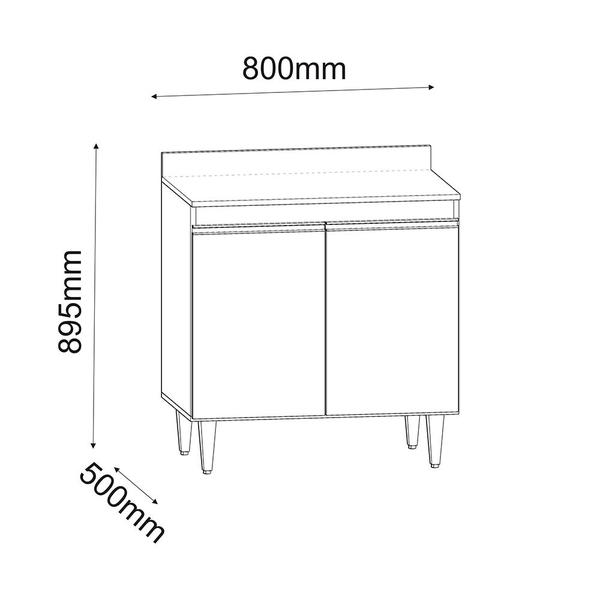 Imagem de Kit Cozinha Balcão Cooktop e Armário Isis 80cm C/ Tampo Branco - Vallisa Decor