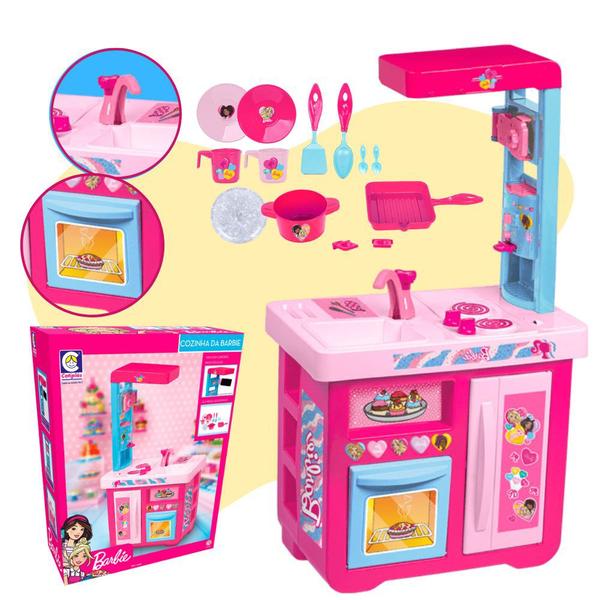 Imagem de Kit Cozinha Barbie Muitos Acessorios Panelinhas 92 cm