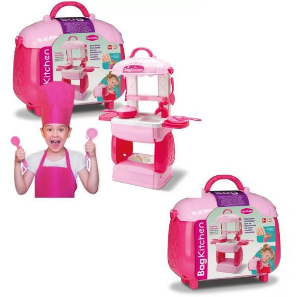 Imagem de Kit Cozinha Brinquedo Completa Infantil Maletinha Rosa