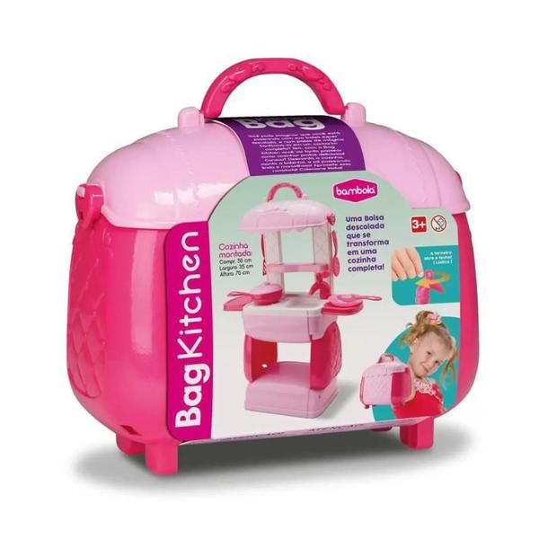 Imagem de Kit Cozinha Brinquedo Completa Infantil Maletinha Rosa