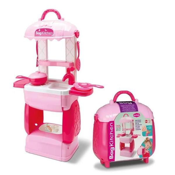 Imagem de Kit Cozinha Brinquedo Completa Infantil Maletinha Rosa