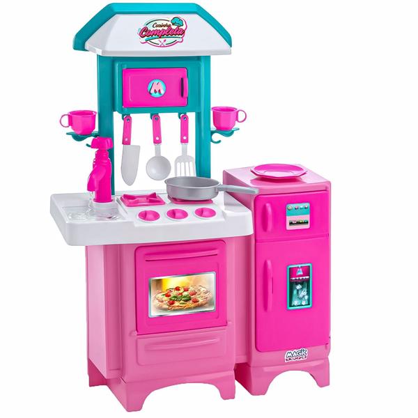 Imagem de Kit Cozinha Com Geladeira E Lavanderia Com Tábua De Passar Saí Água - Magic Toys