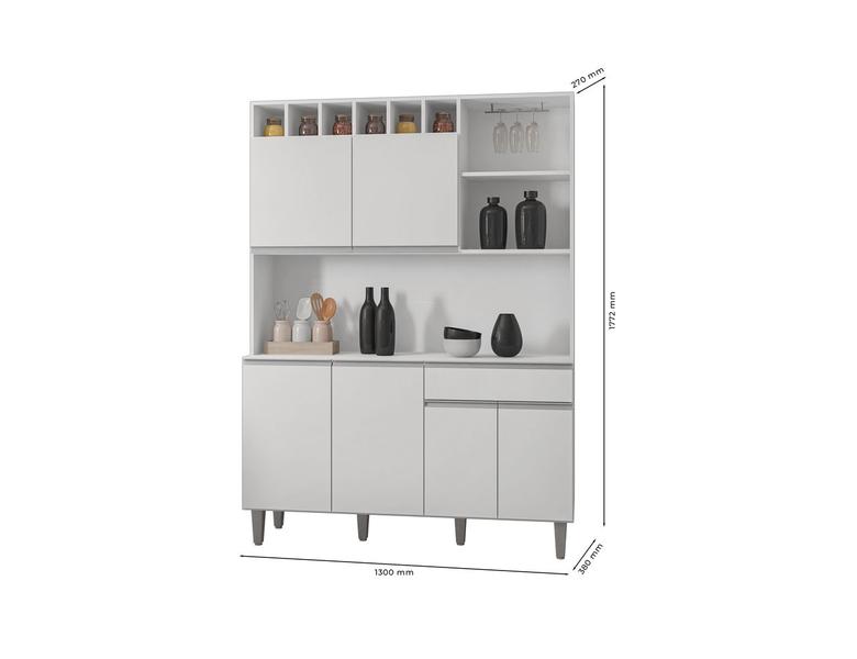 Imagem de Kit Cozinha Compacta Alice 130cm C/6 Portas 1 Gaveta  - Ajl Móveis