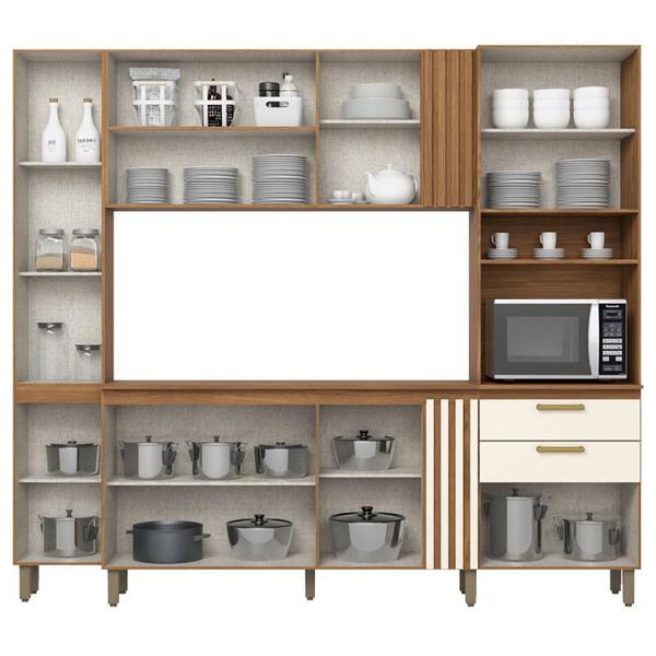 Imagem de Kit Cozinha Compacta Ambiente B126 11 Portas Nature Off White  Briz