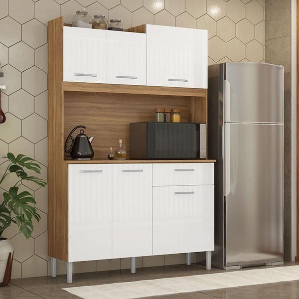 Imagem de Kit Cozinha Compacta Ambiente Iris Amêndola Touch Branco  Demóbile