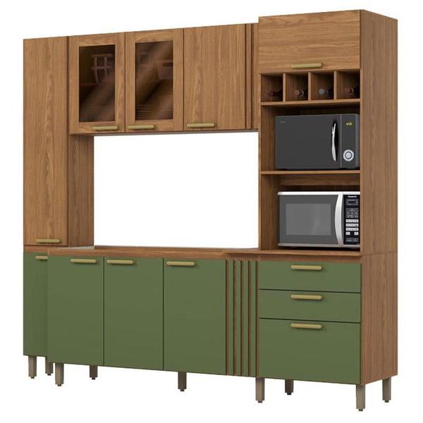 Imagem de Kit Cozinha Compacta BC01216 10 Portas Nature Verde Hp  Briz