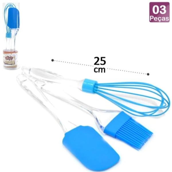 Imagem de Kit Cozinha Confeitaria Espátula Pincel Batedor Silicone Tubo