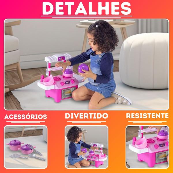 Imagem de Kit Cozinha De Brinquedo Infantil Completa Panela Talher Fogão Pia Menina Presente