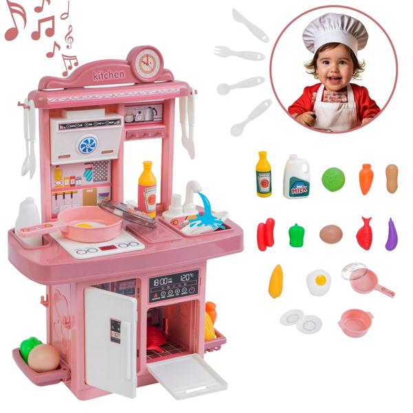 Kit Cozinha De Brinquedo Infantil Completa Solta Água E Som - ATENTU Kit Cozinha De Brinquedo Infantil Completa Solta Água E Som - ATENTU