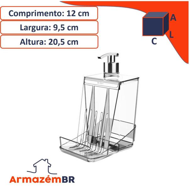 Kit Cozinha Detergente Esponja Lixeira 2,5 L - Cristal - Crippa Imagem de Kit Cozinha Detergente Esponja Lixeira 2,5 L - Cristal