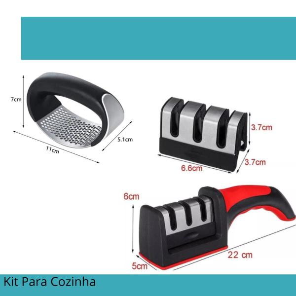 Imagem de KIT Cozinha Ergonômica: Amassador e Afiador Compacto