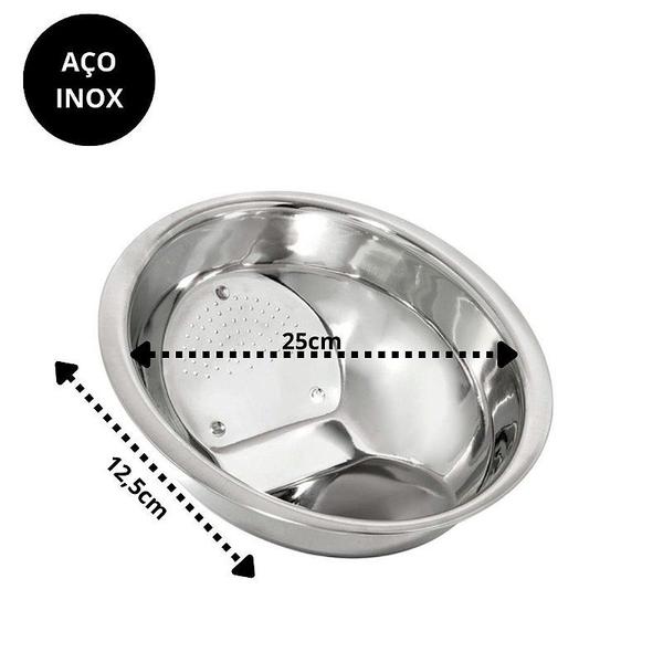 Imagem de Kit Cozinha Escorredor de Macarrão, Lavador de Arroz e Bowl Aço Inox 3 Peças