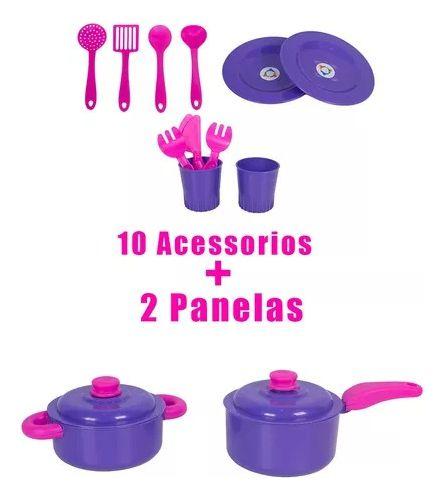Imagem de Kit Cozinha Fogão Infantil De Brinquedo Completa Sai Água Cor Rosa