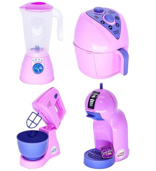 Imagem de Kit Cozinha Infantil Brinqudo Menina Eletrdomestco Rosa 20pç