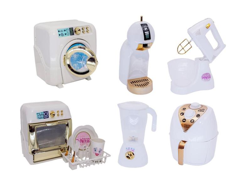 Imagem de Kit Cozinha Infantil Brinquedo Menina Eletrodomestico Branco