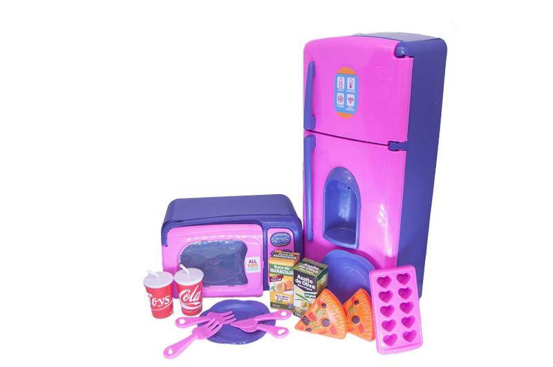 Kit Cozinha Infantil Carinho Caixa Geladeira Microondas 50p - Zuca Toys Imagem de Kit Cozinha Infantil Carinho Caixa Geladeira Microondas 50p