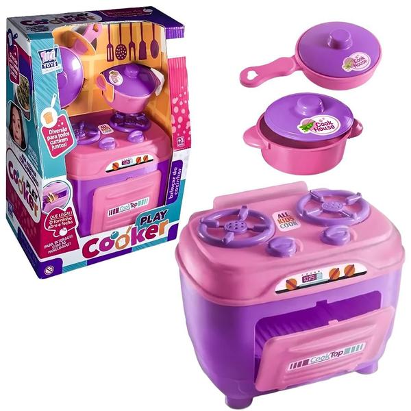 Imagem de Kit Cozinha Infantil Com Fogãozinho e Panelinha Play Cooker 