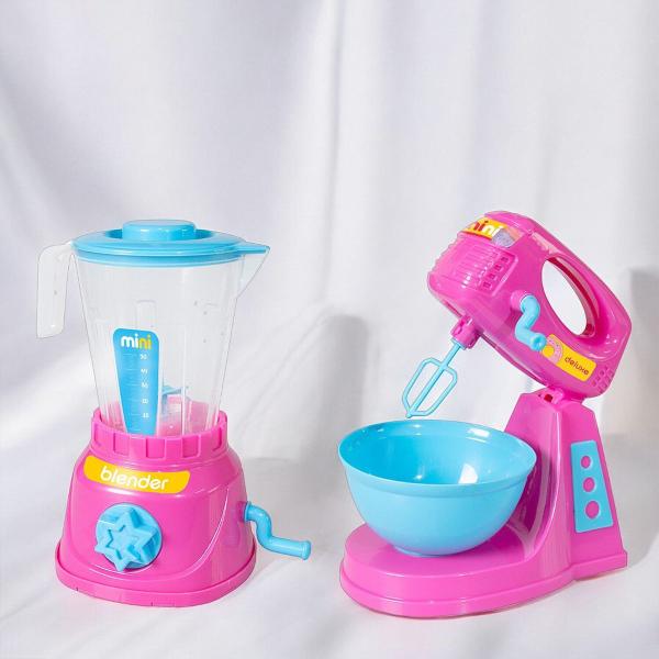 Imagem de Kit Cozinha Infantil Completa 4 Peças Cooker Batedeira Brinquedo Acessórios Panelas Utensílios Divertida Realista