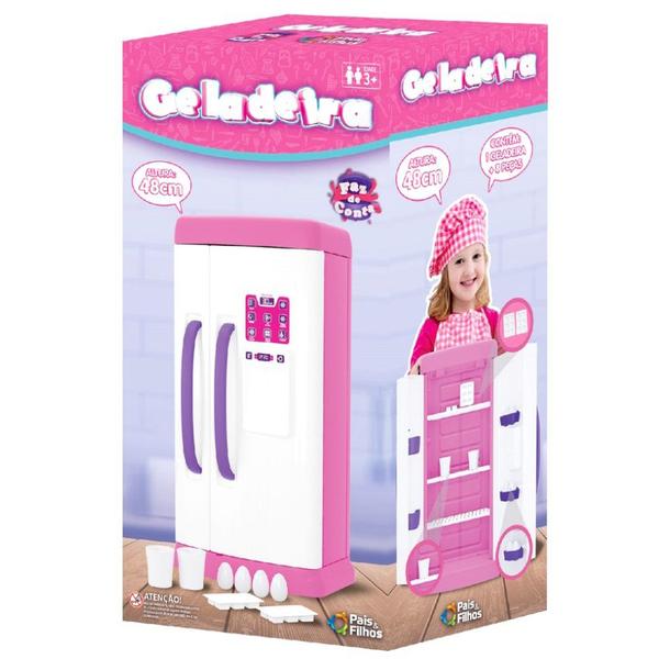 Imagem de Kit Cozinha Infantil Completa Fogão Geladeira 24 peças Rosa