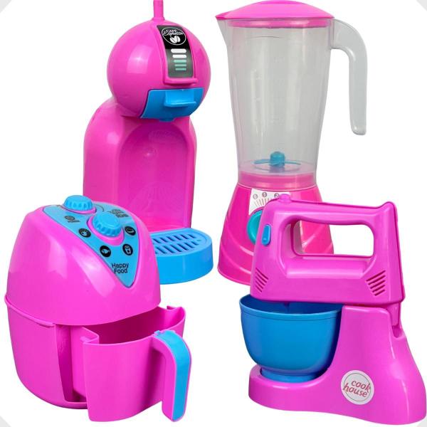 Kit Cozinha Infantil de Brinquedo Eletrodomesticos AirFryer Cafeteira 5 Peças - Zuca Toys Imagem de Kit Cozinha Infantil de Brinquedo Eletrodomesticos AirFryer Cafeteira 5 Peças