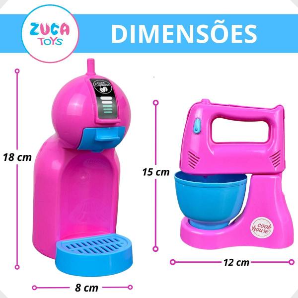 Kit Cozinha Infantil de Brinquedo Eletrodomesticos AirFryer Cafeteira 5 Peças - Zuca Toys Imagem de Kit Cozinha Infantil de Brinquedo Eletrodomesticos AirFryer Cafeteira 5 Peças