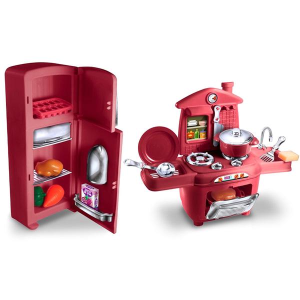 Kit Cozinha Infantil Fogão + Geladeira Master Chef Kids - Zuca Toys Imagem de Kit Cozinha Infantil Fogão + Geladeira Master Chef Kids