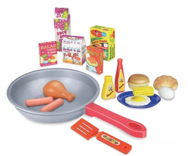 Imagem de Kit Cozinha Infantil Frigideira Comidinhas Menino Menina