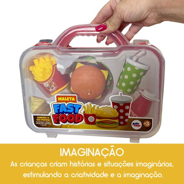 Imagem de Kit Cozinha Infantil Maleta Lanche Hamburguer Fast Food Paki