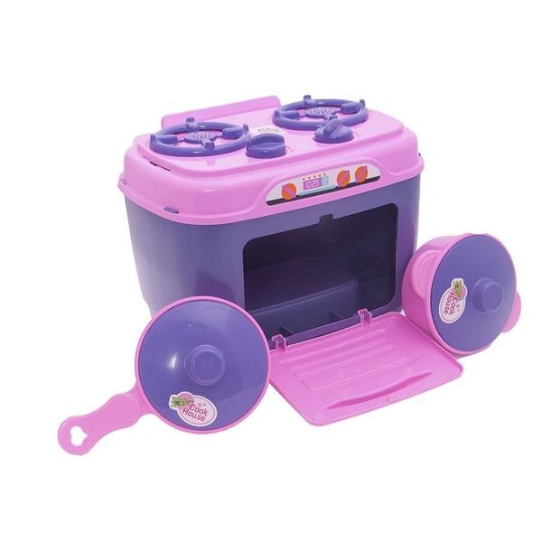 Imagem de Kit Cozinha Infantil Menina Brinquedo Mercadinho Fogão 33Pç