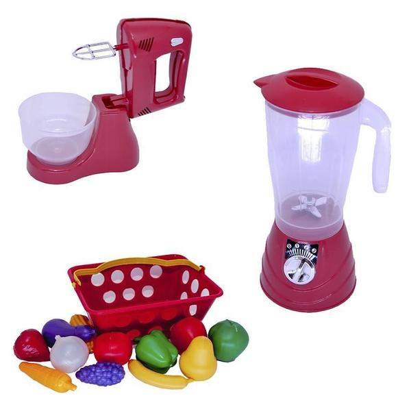 Imagem de Kit Cozinha Infantil Microondas Batedeira Panela Mercado 59P