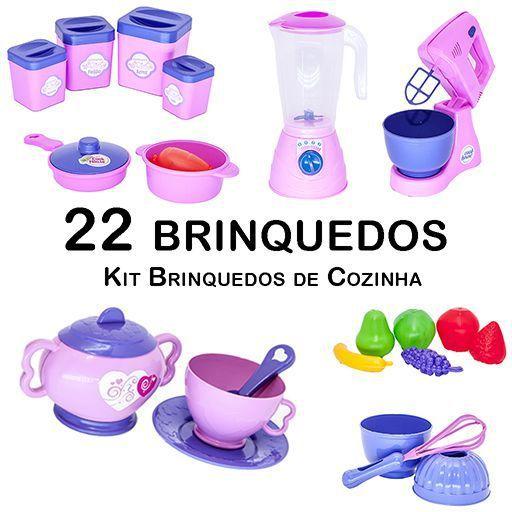 Imagem de Kit Cozinha Infantil Panela Xícara Forma Liquidificador 22pç