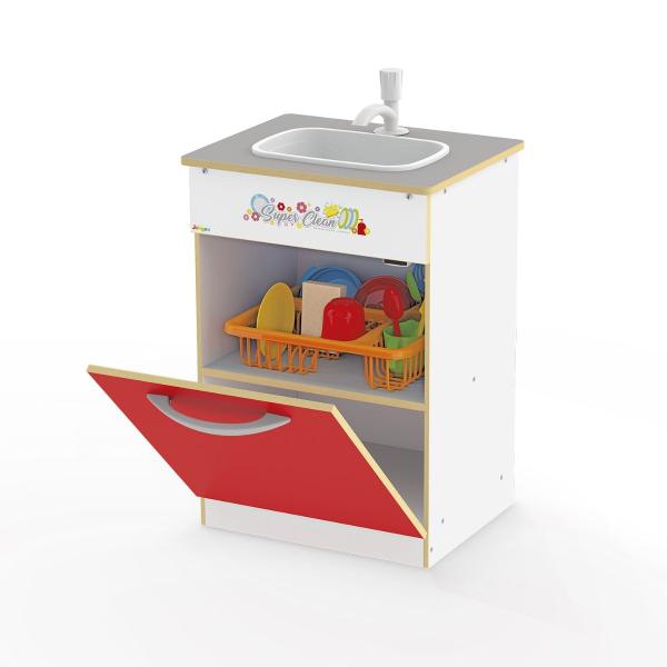 Imagem de Kit Cozinha Infantil Pia Super Clean Madeira