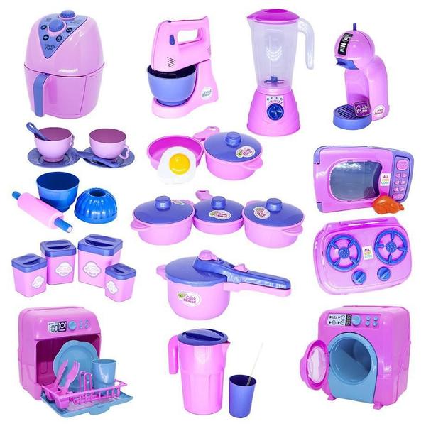 Imagem de Kit Cozinha Infantil Potes Xícara Air Friyer Panelas 37Pç