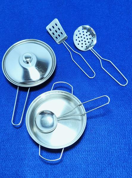 Imagem de Kit Cozinha Inox Panela Braskit Brinquedo Infantil com Panelinhas e Acessorios