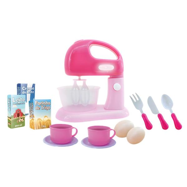 Imagem de Kit Cozinha Legal Brinquedo Rosa Com Batedeira Infantil