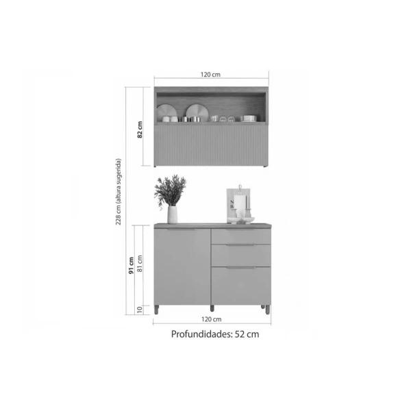 Imagem de Kit Cozinha Modulada 2 Peças Marquesa (1Aéreo+1Balcão) C2P29 Nature-Nesher