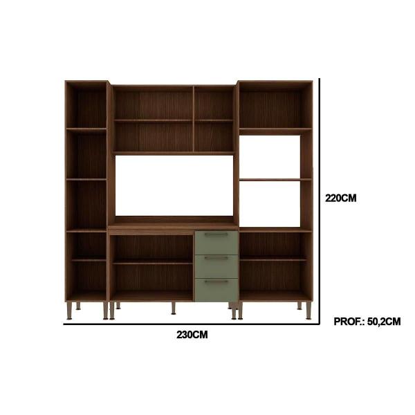 Imagem de Kit Cozinha Modulada 4 Peças Hortência 5 Peças (1Aéreo+1Balcão+2Paneleiros+1Complemento) Ebano/Off White - Genialflex