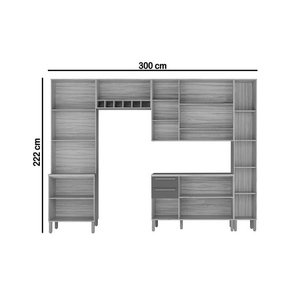 Imagem de Kit Cozinha Modulada 5 Peças Nápoli Prime (2Aéreos+1Balcão+1Paneleiro+1TorreQuente) C5P97 Amendoa/Off White - Ronipa